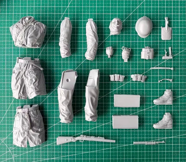 1/10 WWII Paratroop Soldier, Resin Model Figure Kit, Unassembled and Unpainted