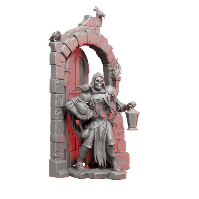 1/24 Medieval Fantasy Warrior with Archway, Resin Model Diorama Kit, Fantasy Theme, Unassembled and Unpainted