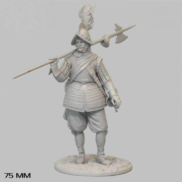 75mm Medieval Renaissance Landsknecht Sergeant, Resin Model Figure Kit, Unassembled and Unpainted