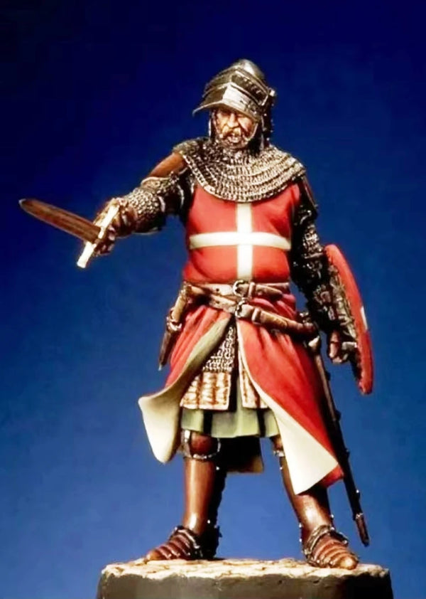 1/32 Medieval Crusader Knight with Red Surcoat and Cross, Resin Model Figure Kit, Unassembled and Unpainted