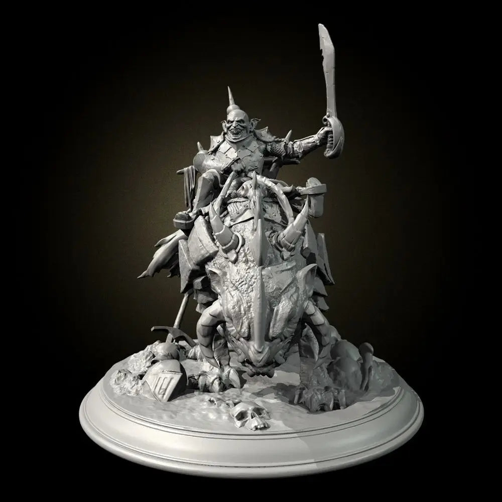 75mm Orc Cavalry Warrior, Resin Model Figure Kit, Fantasy Theme, Unassembled and Unpainted