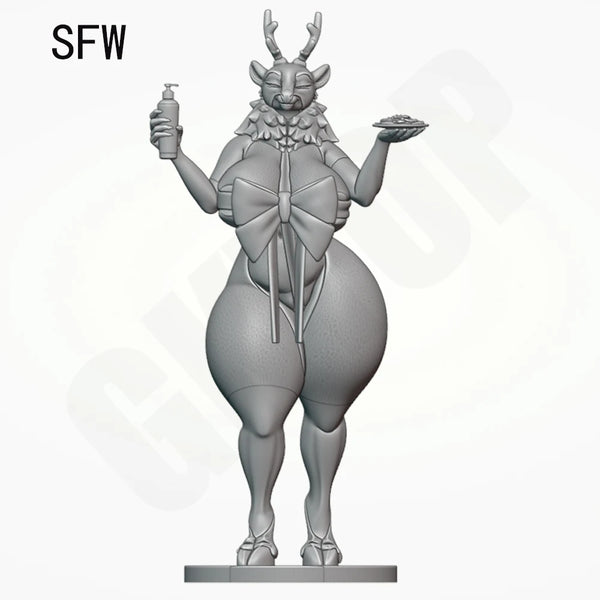 1/24 Anthropomorphic Reindeer, Resin Model Figure Kit, Wildlife Theme, Unassembled and Unpainted