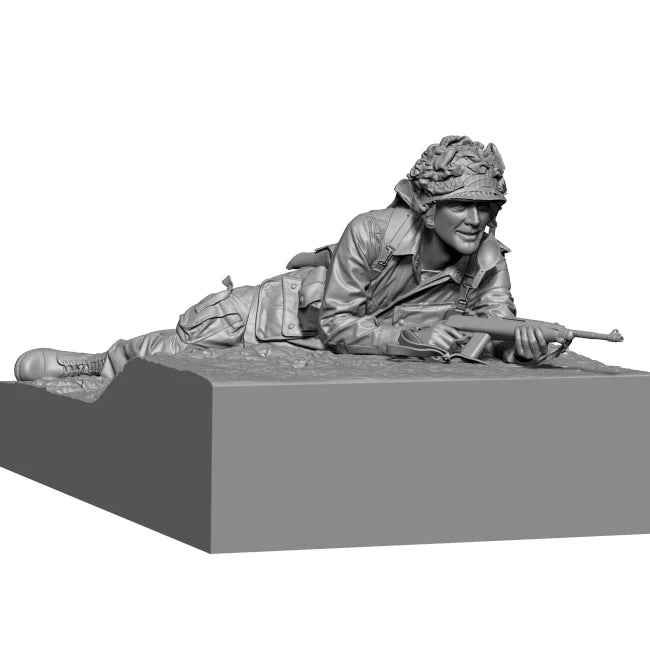 1/35 WWII Allied Soldier Prone Firing, Resin Model Figure Kit, Unassembled and Unpainted