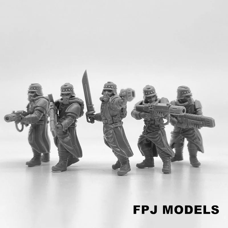 28mm Grim Guard Evaporators, 5 Figures, Resin Model Figure Kit, Fantasy Theme, Unassembled and Unpainted