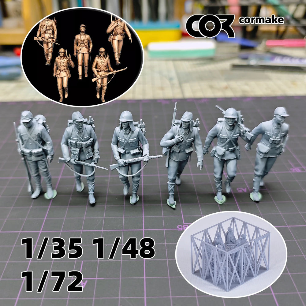 1/35 WWII Japanese Army Soldiers, 5 Figures, Resin Model Figure Kit, Unassembled and Unpainted
