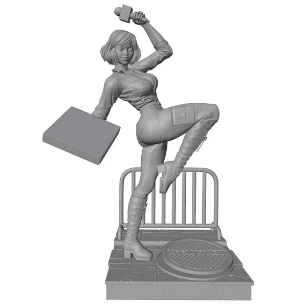 75mm Office Worker Pin-Up, Resin Model Figure Kit, Unassembled and Unpainted