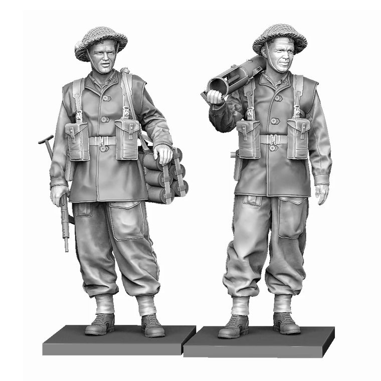 1/35 WWII British PIAT Infantry Team, 4 Figures, Resin Model Figure Kit, Unassembled and Unpainted