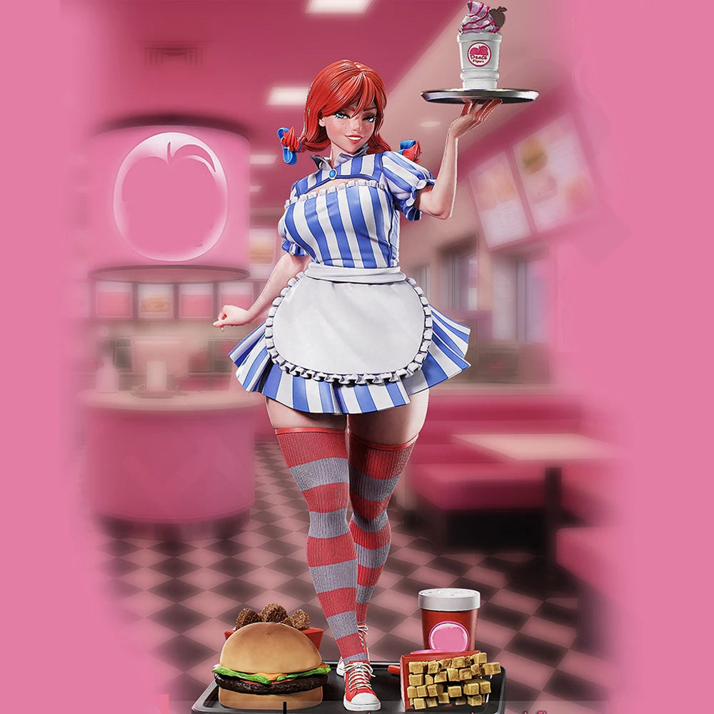 1/24 Waitress Maid, Resin Model Figure Kit, Anime Theme, Unassembled and Unpainted