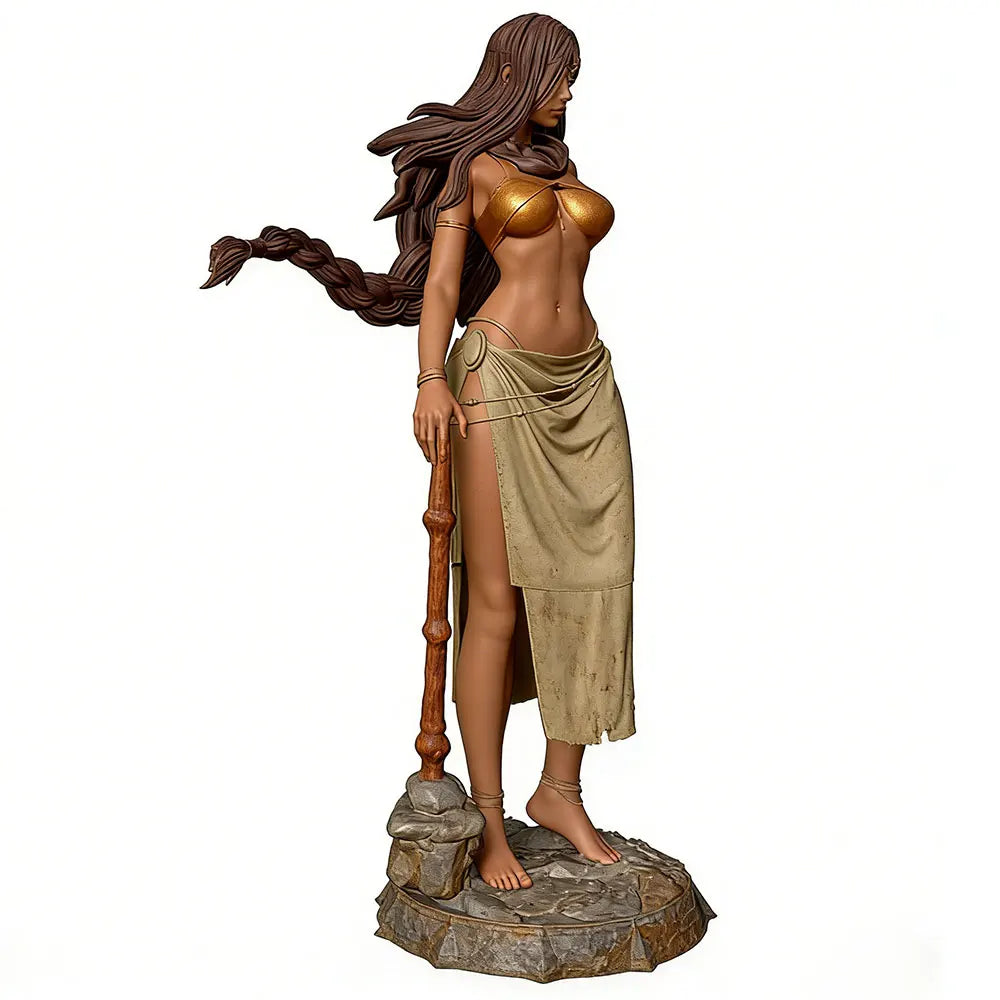 1/24 Sorceress with Gnarled Staff, Resin Model Figure Kit, Fantasy Theme, Unassembled and Unpainted
