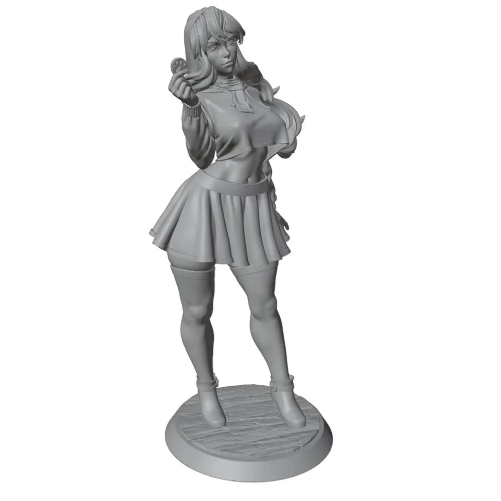 1/24 Long-Haired Woman in Pleated Skirt, Resin Model Figure Kit, Unassembled and Unpainted