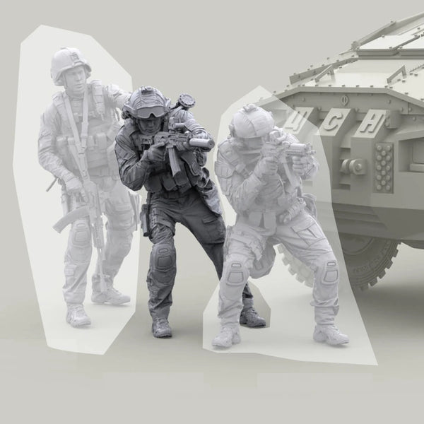 1/35 Modern Special Forces with Assault Rifles, 7 Figures, Resin Model Figure Kit, Unassembled and Unpainted