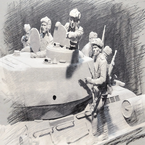 1/16 WWII Tank Crew, 7 Figures, Resin Model Diorama Kit, Unassembled and Unpainted