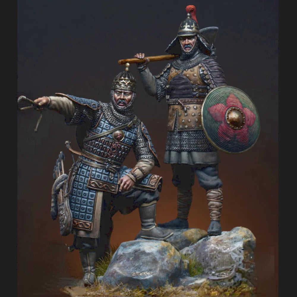 1/32 Medieval Mongol Warriors, 2 Figures, Resin Model Figure Kit, Unassembled and Unpainted