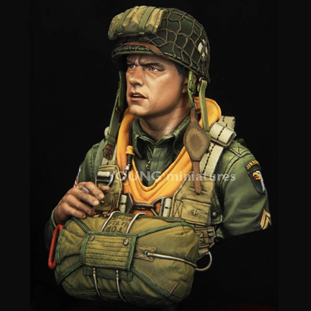1/10 WWII American Airborne Paratrooper, Resin Model Bust Kit, Unassembled and Unpainted