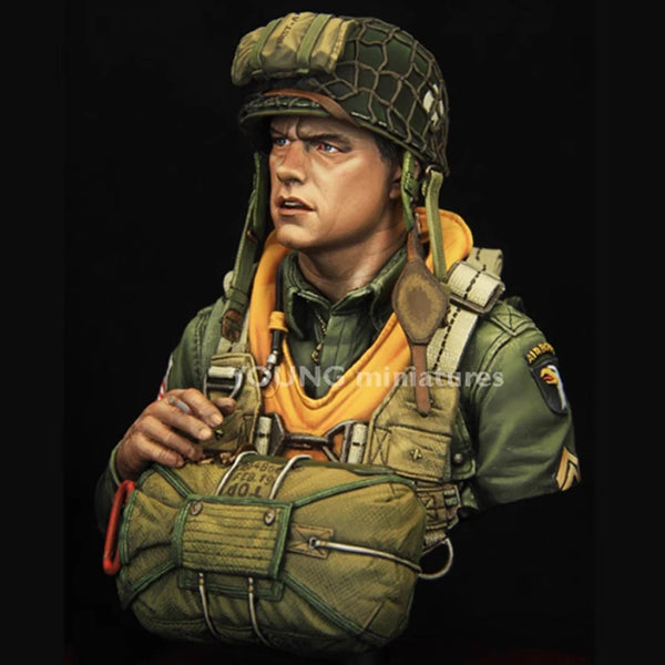 1/10 WWII American Airborne Paratrooper, Resin Model Bust Kit, Unassembled and Unpainted