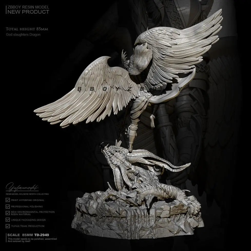 85mm Winged Female Warrior, Resin Model Figure Kit, Fantasy Theme, Unassembled and Unpainted