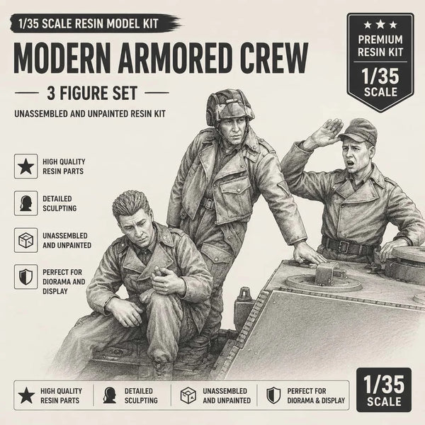 1/35 Modern Armored Crew, 3 Figures, Resin Model Figure Kit, Unassembled and Unpainted