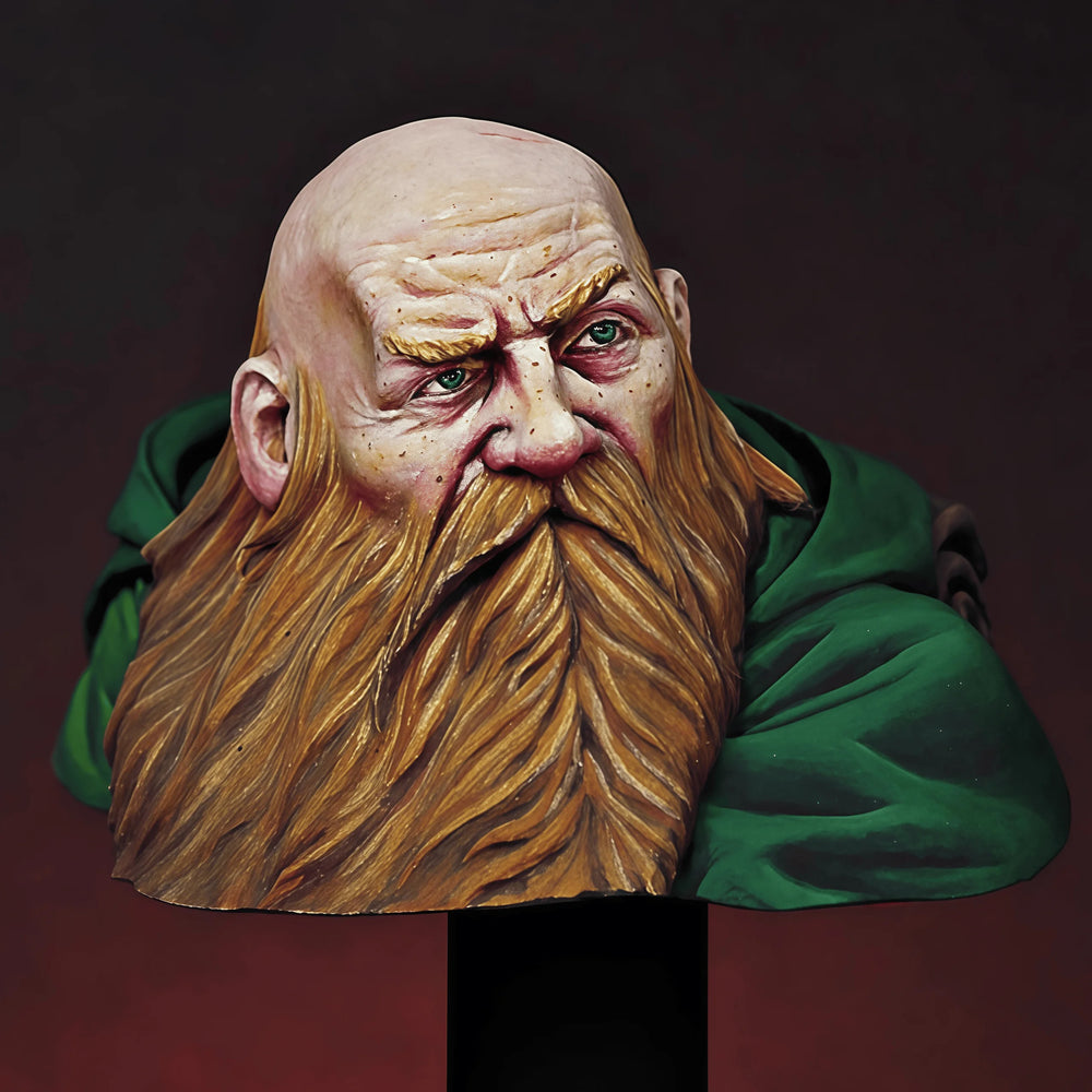 1/16 Bearded Dwarf, Resin Model Bust Kit, Fantasy Theme, Unassembled and Unpainted