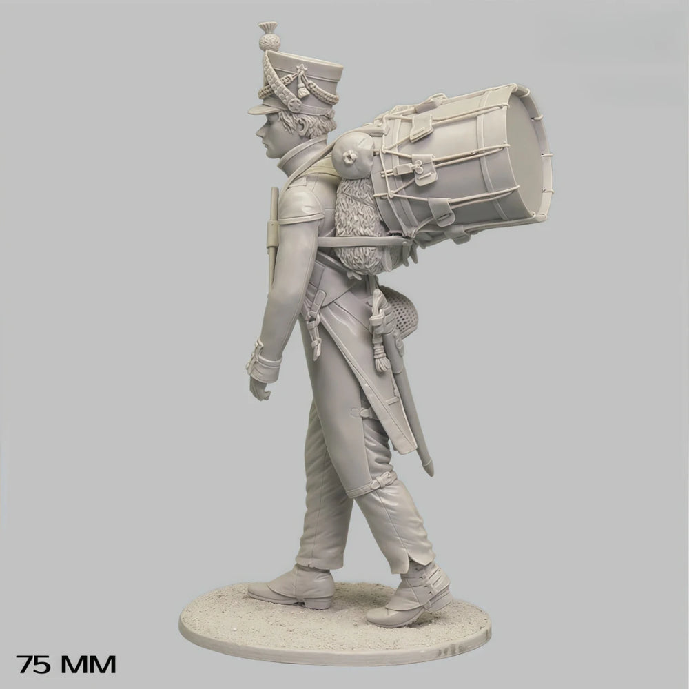 75mm Napoleonic French 57th Infantry Drummer 1835, Resin Model Figure Kit, Unassembled and Unpainted