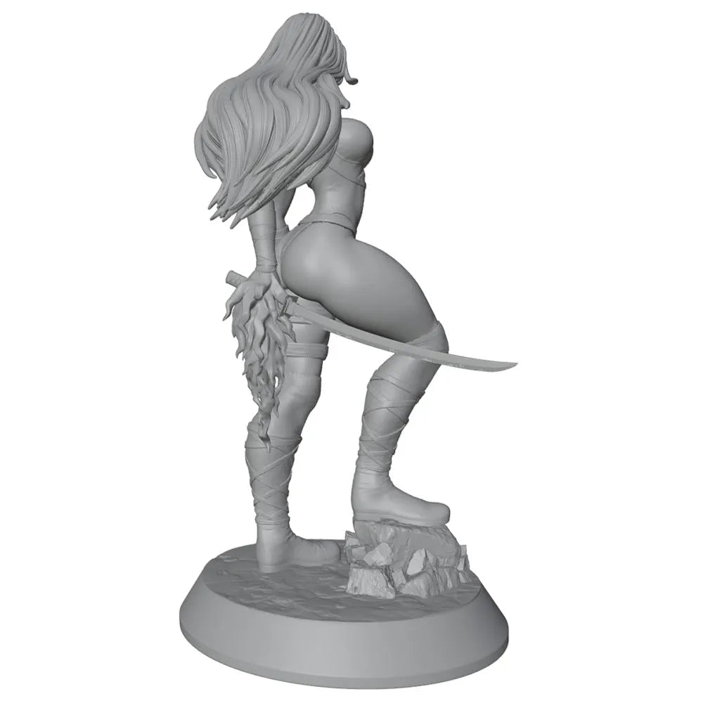 75mm Female Warrior with Scimitar and Leg Wraps, Resin Model Figure Kit, Fantasy Theme, Unassembled and Unpainted