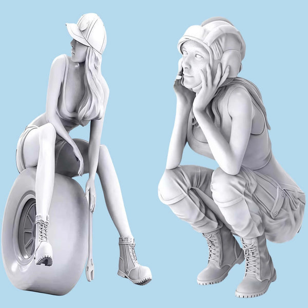 1/20 Female, 2 Figures, Resin Model Figure Kit, Anime Theme, Unassembled and Unpainted