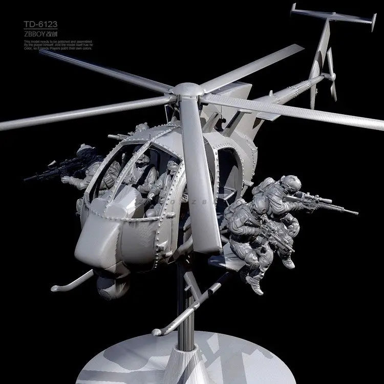 50mm Modern Special Operations Helicopter, 8 Figures, Resin Model Vehicle Kit, Unassembled and Unpainted