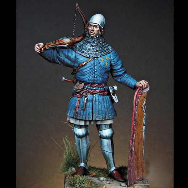 75mm Medieval Crossbowman in Plate Armor, Resin Model Figure Kit, Unassembled and Unpainted