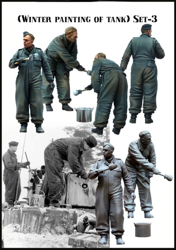 1/35 WWII Soviet Tank Crew Winter Scene, 6 Figures, Resin Model Figure Kit, Unassembled and Unpainted