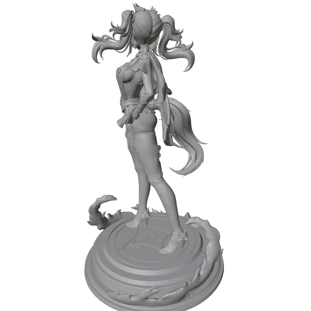 1/24 Female Warrior with Twin-Tails and Armored Sleeves, Resin Model Figure Kit, Anime Theme, Unassembled and Unpainted