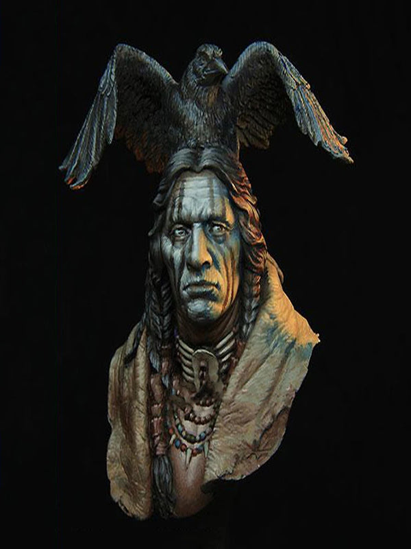 1/10 Native American Chief with Eagle Totem, Resin Model Bust Kit, Mythology Theme, Unassembled and Unpainted