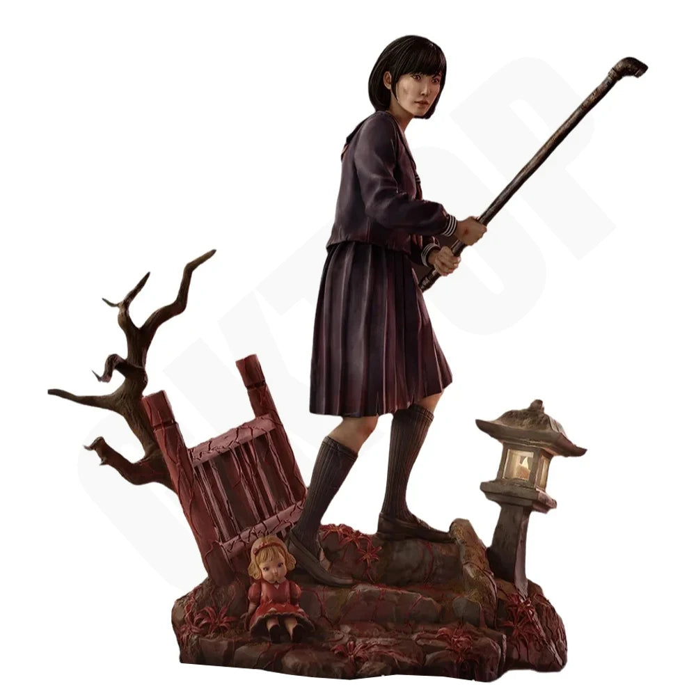 1/24 Warrior Girl with Pagoda Base, Resin Model Figure Kit, Fantasy Theme, Unassembled and Unpainted