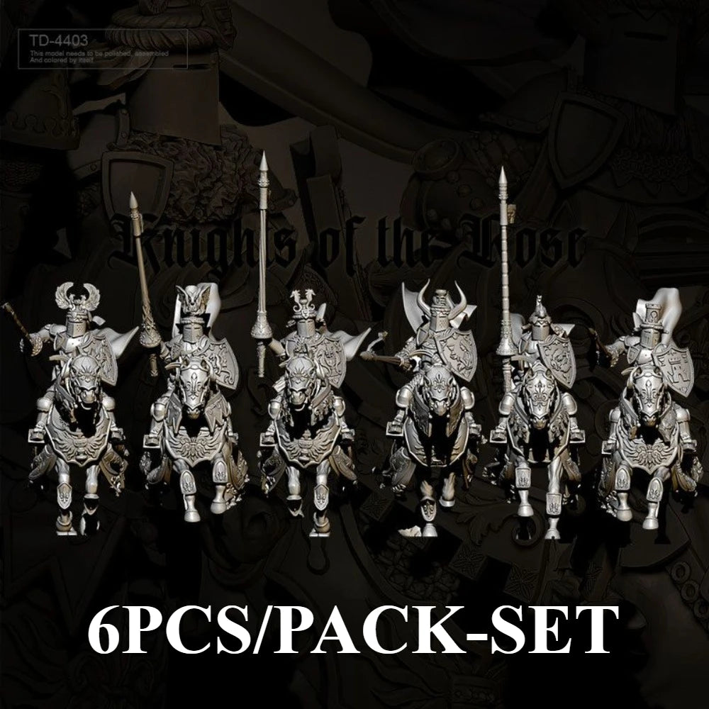 38mm Medieval Knights, 6 Figures, Resin Model Figure Kit, Unassembled and Unpainted