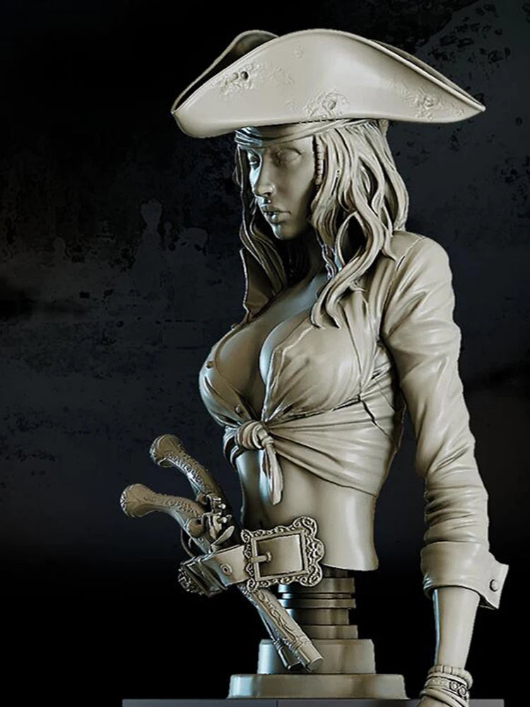 1/10 Female Pirate Privateer, Resin Model Bust Kit, Unassembled and Unpainted