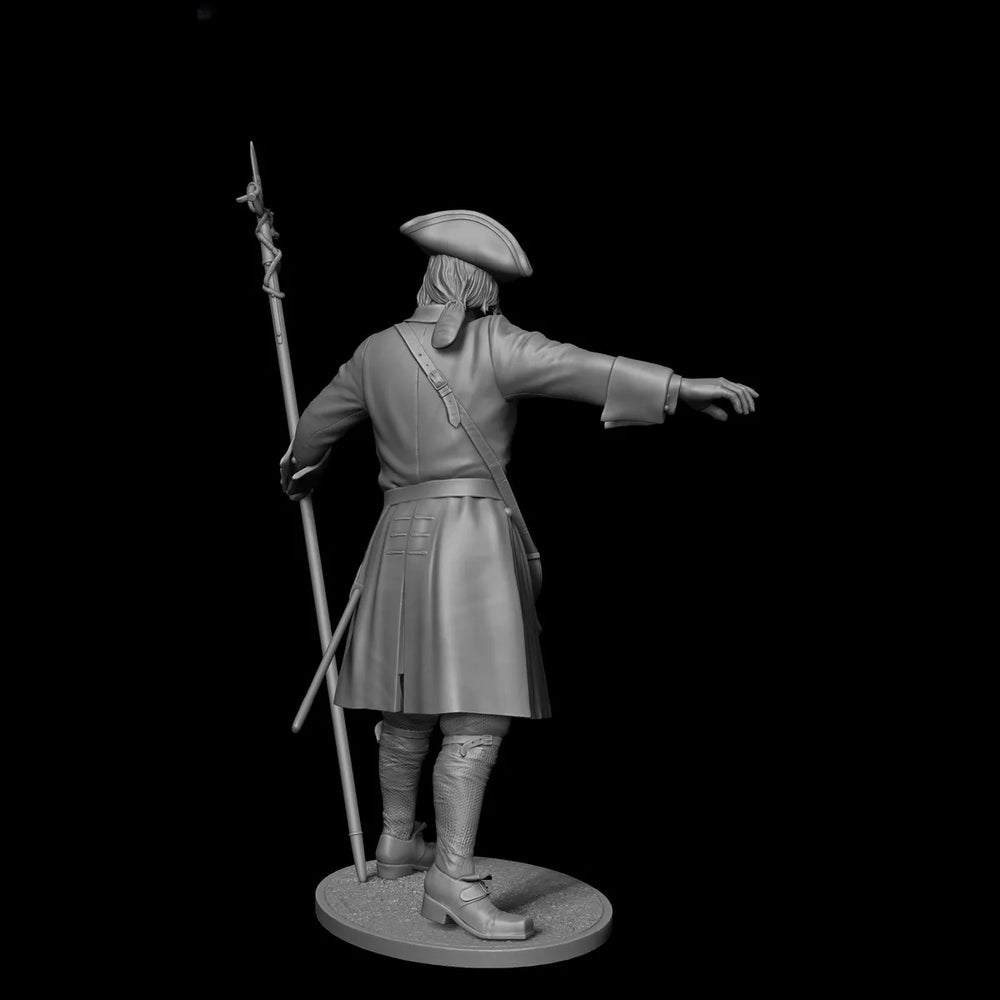 75mm Early 18th Century Swedish Artillery Commander, Resin Model Figure Kit, Military Theme, Unassembled and Unpainted
