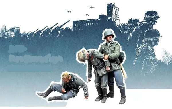1/35 WWII German Infantry Squad Urban Combat, 3 Figures, Resin Model Figure Kit, Unassembled and Unpainted