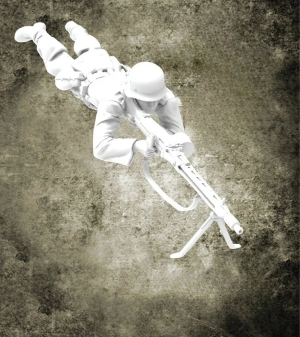 1/35 WWII German MG42 Gunner Prone Firing, Resin Model Figure Kit, Unassembled and Unpainted