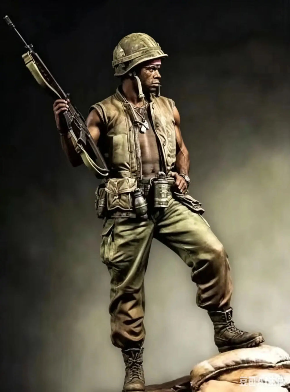 1/16 WWII American Rifleman with Bayonet, Resin Model Figure Kit, Unassembled and Unpainted