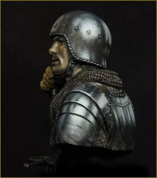 1/10 Medieval Knight in Full Plate Armor with Closed Helm, Resin Model Bust Kit, Unassembled and Unpainted