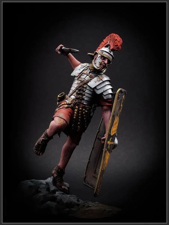 1/24 Barbarian Warrior with Crimson Hair Striking, Resin Model Figure Kit, Fantasy Theme, Unassembled and Unpainted