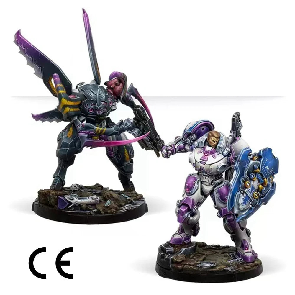 32mm Warriors in Powered Armor, 6 Figures, Resin Model Figure Kit, Sci-Fi Theme, Unassembled and Unpainted