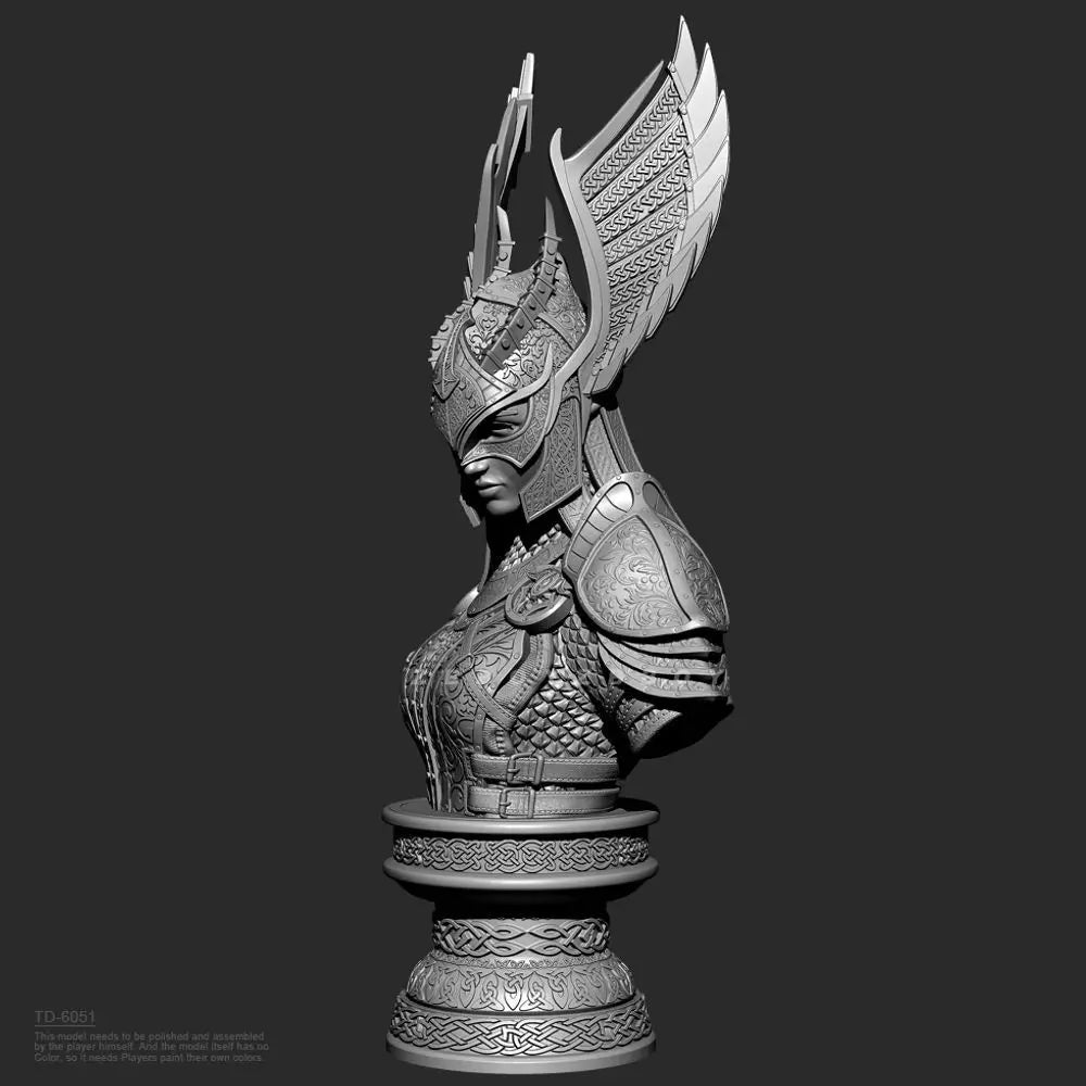 70mm Female Warrior, Resin Model Bust Kit, Fantasy Theme, Unassembled and Unpainted