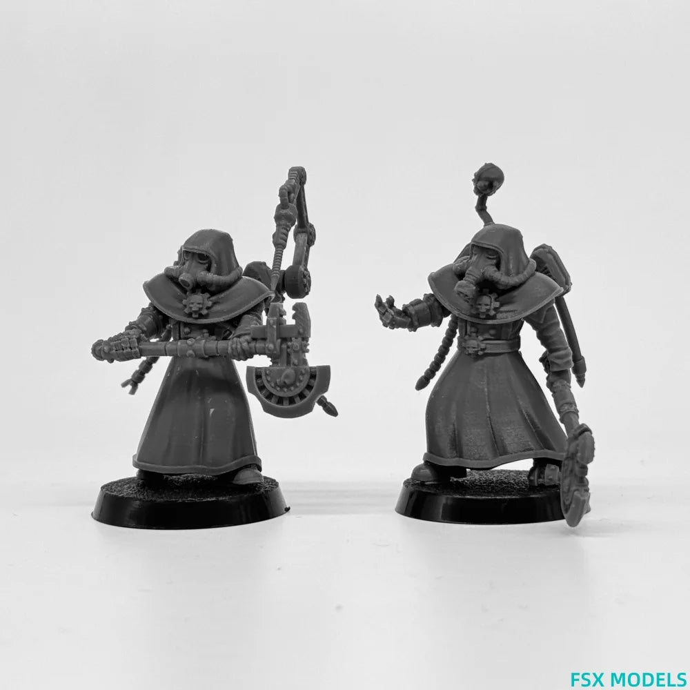 Grim Guard Tech Engineers, 12 Figures, Resin Model Figure Kit, Unassembled and Unpainted