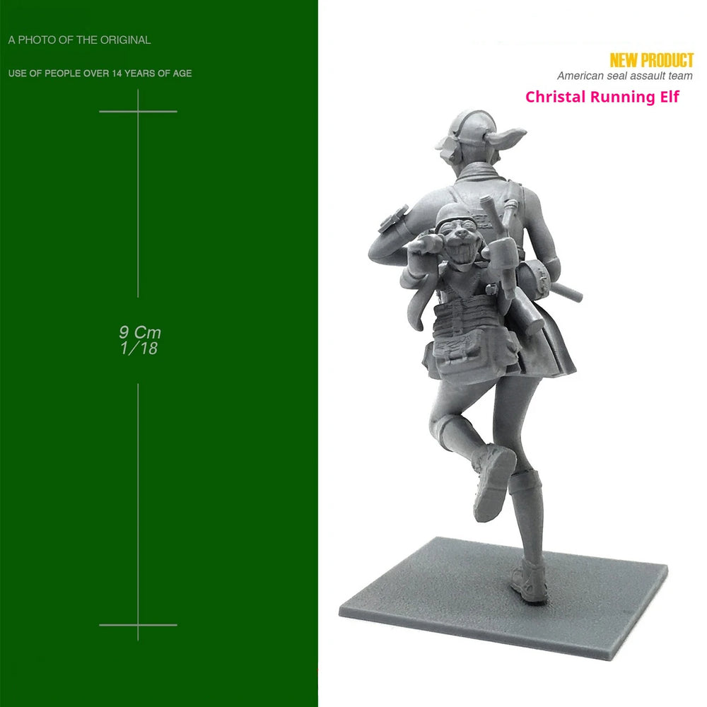 90mm Elf Warriors, 5 Figures, Resin Model Figure Kit, Fantasy Theme, Unassembled and Unpainted