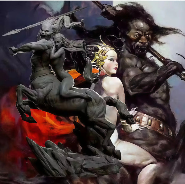 1/24 Orc & Warrior, 2 Figures, Resin Model Figure Kit, Fantasy Theme, Unassembled and Unpainted