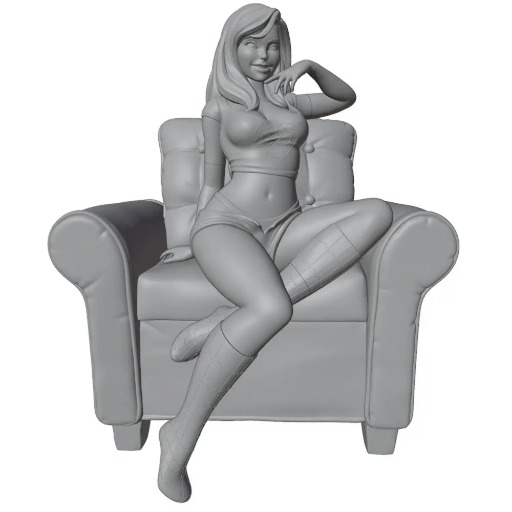 1/24 Pin-up on Chair, Resin Model Figure Kit, Unassembled and Unpainted