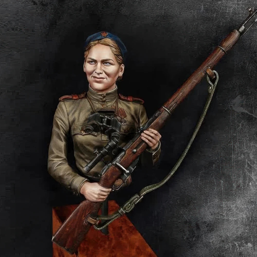 1/12 WWII Soviet Female Sniper Roza Shanina, Resin Model Bust Kit, Unassembled and Unpainted