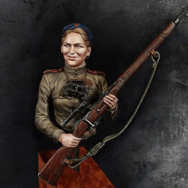 1/12 WWII Soviet Female Sniper Roza Shanina, Resin Model Bust Kit, Unassembled and Unpainted