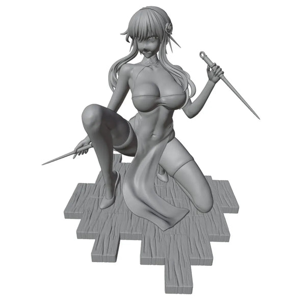 1/24 Warrior Kneeling with Sword and Shield, Resin Model Figure Kit, Anime Theme, Unassembled and Unpainted
