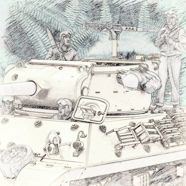 1/35 WWII German Panzer Commander with Binoculars and Crew, 8 Figures, Resin Model Vehicle Kit, Unassembled and Unpainted