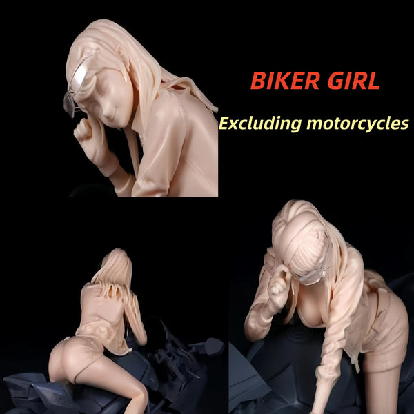 1/9 Blonde Biker Girl in Leather Jacket, Resin Model Figure Kit, Unassembled and Unpainted